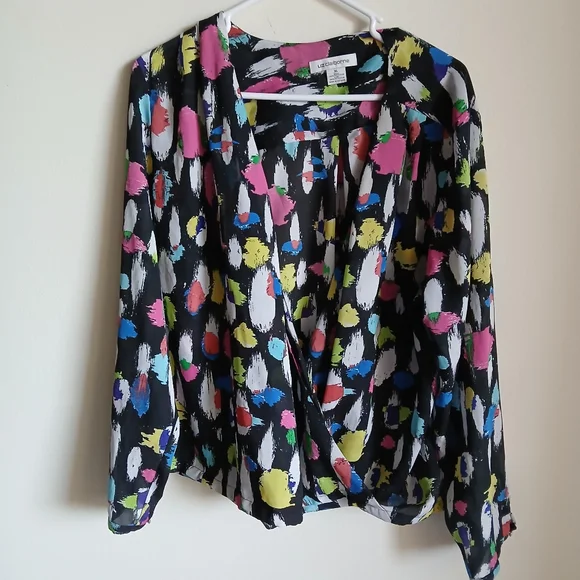 LIZ CLAIBORNE Faux Wrap Blouse Multicolor Size XL - Picture 11 of 11